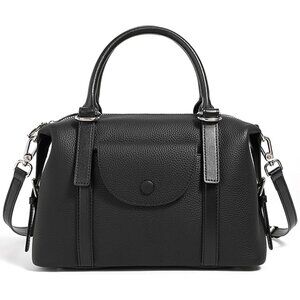 Black Leather Crossbody Purse for Women with Adjustable Strap